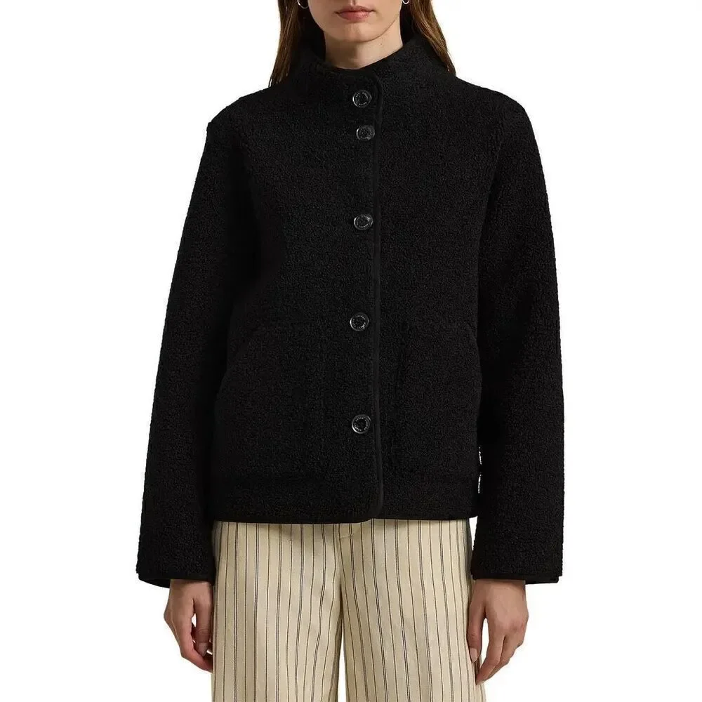Lauren Ralph Lauren Women's Black Faux Shearling Long Sleeve Jacket Large NWOT